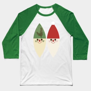 Christmas Elf and Santa Baseball T-Shirt